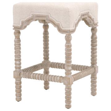 Rue Counter Stool Bisque French Linen, Natural Gray Ash