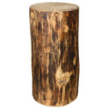 Montana Log Wood Accent Stool In Exterior Stain Finish MWGCCBOY25EXT