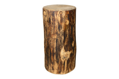 Montana Log Wood Accent Stool In Exterior Stain Finish MWGCCBOY25EXT