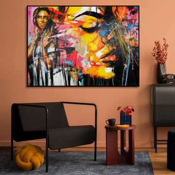 Framed living room painting "Symphony of Colors"