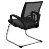 MFO Black Leather Office Side Chair with Black Mesh Back and Sled Base