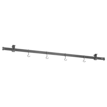 Handcrafted 60" Low Ceiling Bar w 12 Hooks Hammered Steel