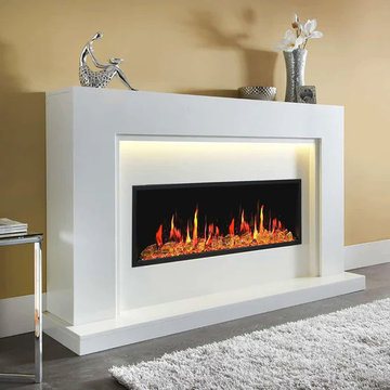 Litedeer Homes Latitude 55" Smart Electric Fireplace with Reflective Amber Glass