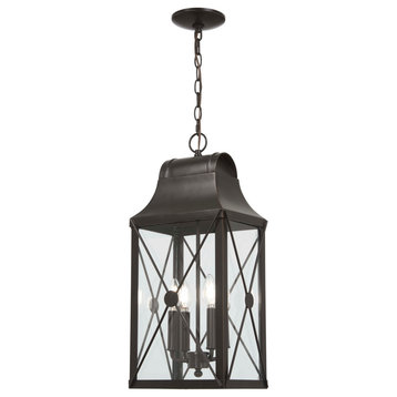 De Luz Four Light Outdoor Chain Hung, Oil Rubbed Bronze With Gold High