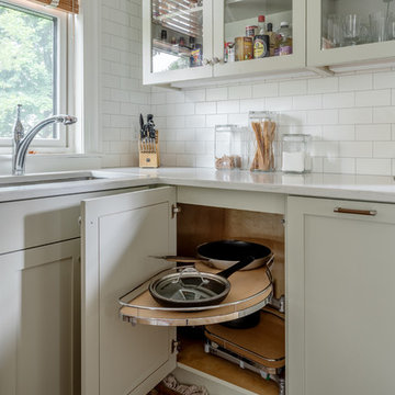 Open Shelves in a White Kitchen