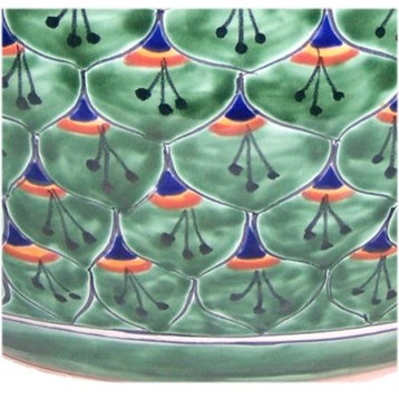 Medium Size Green Peacock Talavera Ceramic Pot