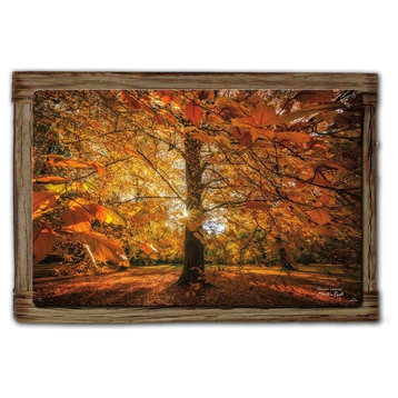 Autumn Scene, 18x26, Metal Print, Reclaimed Wood Frame, Farm House Decor