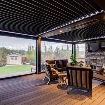 Enclosed StruXure Adjustable Pergola Outdoor Sitting Area with Lights & Heaters