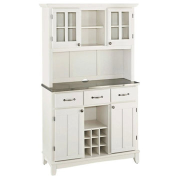 Homestyles Buffet of Buffets Wood Buffet with Hutch in Off White