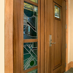 Reclaimed Cypress and Stained Glass Door - Front Doors