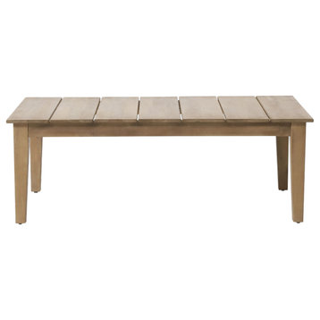 Elmcrest Outdoor Acacia Wood Coffee Table, Light Brown