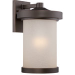 Nuvo Lighting - Nuvo Lighting 62/642 Diego - 14" 9.8W 1 LED Outdoor Large Wall Lantern - Shade Included: TRUE  Lumens: 810  Color Temperature:   CRI: 85  Warranty: 3 YearsDiego 14" 9.8W 1 LED Outdoor Large Wall Lantern Mahogany Bronze Satin Amber Glass *UL: Suitable for wet locations*Energy Star Qualified: n/a  *ADA Certified: n/a  *Number of Lights: Lamp: 1-*Wattage:9.8w LED bulb(s) *Bulb Included:Yes *Bulb Type:LED *Finish Type:Mahogany Bronze