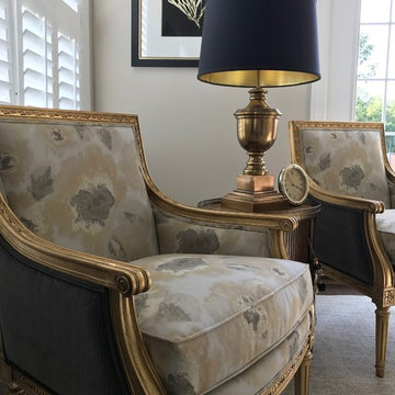 Black, White and Gold Formal Living Room