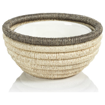 Matera 6.25"Coiled Abaca Condiment Bowls, Taupe, Set of 6
