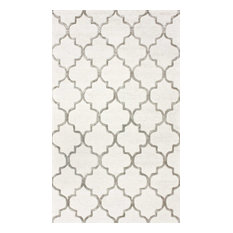 Handmade Trellis Rug, Light Gray, 5'x8'