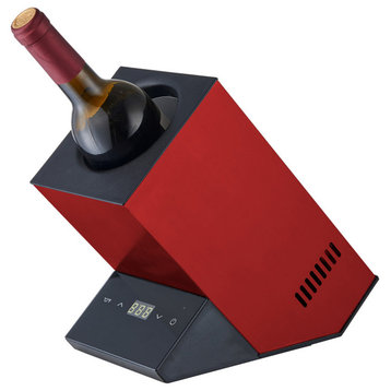 Equator 110V AC/12V DC Single Bottle ThermoElectric Chiller Wine-Champagne-Water, Red