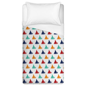 Lots of Boats Twin Brushed Poly Duvet Cover