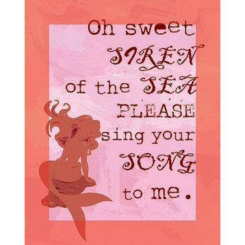 Nautical - Oh Sweet Siren - Pink, Ready To Hang Canvas Kid's Wall Decor, 24 X 30