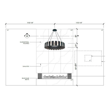 Modern Fireplace Feature Wall Elevation