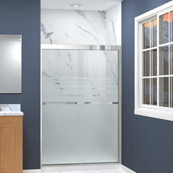 Frederick 47 in. W x 70 in. H Shower Door in Polished Chrome with Frosted Glass
