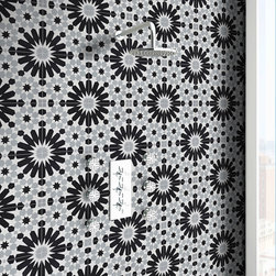 Moroccan Mosaic and Tile House - 8"x8" Agdal Handmade Cement Tile, Black/Gray, Set of 12 - Wall And Floor Tile