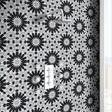 8"x8" Agdal Handmade Cement Tile, Black/Gray, Set of 12