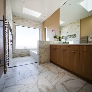 Minimalist Marble Master Bathroom