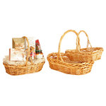 WaldImports - Wald Imports Brown Willow Decorative Nesting Storage Baskets, Set of 3 - Stained Brown Willow Baskets with Handles, Set of 3. In 3 helpful sizes, this basket set is made from thick willow, has a honey brown finish and a braided rim. Create gift baskets for family and friends. Or use as storage and organization for household items like towels, magazines, crafts or anything else that nee ds a home. Your package will contain 3 baskets; one of each of the three sizes. Large basket dimensions are 17-inches by 13-inches across inside top diameter, 5-inches deep and 16-inches tall with handle. Small basket dimensions are 12-inches by 8.5-inches across inside top diameter, 4-inches deep and 11-inches tall with handle. Imported.