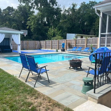 Pool, Basketball Court, and Retaining Wall in Silver Spring, MD