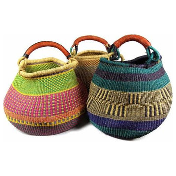 Bolga Pot Market Basket, Mixed Colors