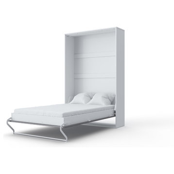 Invento Vertical Wall Bed with mattress 47.2 x 78.7 inch, White/Grey
