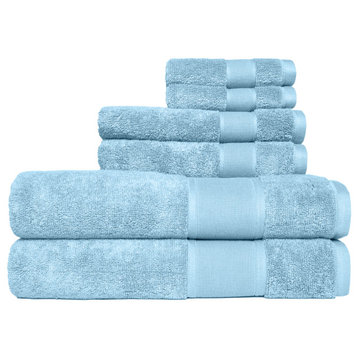 Heirloom Manor Avoca 6 Piece Bath Towel Set, Sky Blue