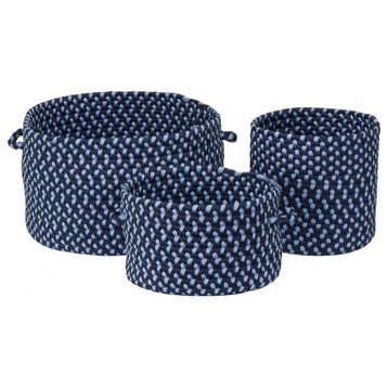 Colonial Mills Basket Early Years Braided Toy Storage Navy Blue Round