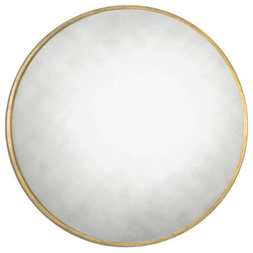 Glam Accent Brushed Gold 60 Inch Round Wall Mirror