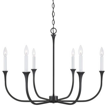 Capital Lighting 452361 Decklan 6 Light 32"W Taper Candle Style - Black Iron