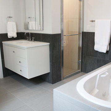 Master Bath with Textured Tile Wainscoting