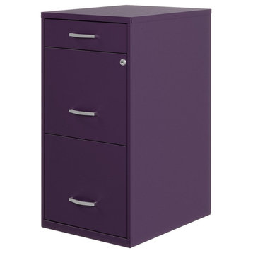 Space Solutions 18"D 3 Drawer Metal Organizer File Cabinet Midnight Purple