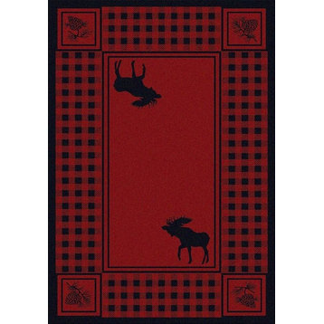 Moose Refuge Rug, Red, 4'x5', Rectangle