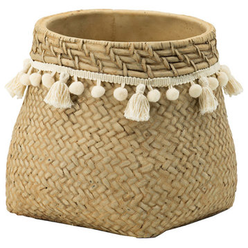 Woven Planter or Plant Stand, Natural/Cream