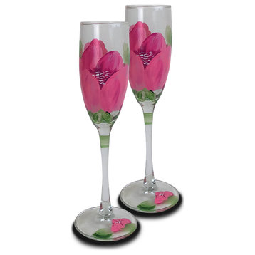 Peony Champagne Glasses, Set of 2