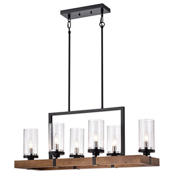 Warehouse of Tiffany's PD002/6BR Sonoma 36", 6 Light, Black and Oak Linear