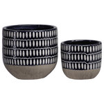 Urban Trends - Round Ceramic Pot With Oval Pattern Design, Gloss Navy Blue, Set of 2 - UTC pots are made of the finest terras which makes them tactile and attractive. They are primarily designed to accentuate your home, garden or virtually any space. Each pot is treated with a gloss finish that gives them rigidity against climate change, or can simply provide the aesthetic touch you need to have a fascinating focal point!!