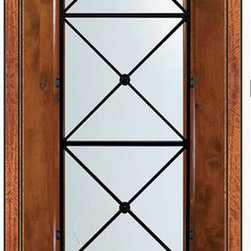 Prehung Single Door 96 Wood Alder Republic 3/4 Lite Wrought Iron - Front Doors