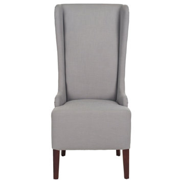 Lauren 20'' H Linen Dining Chair, Set of 2 Artic Grey/ Cherry Mahogany