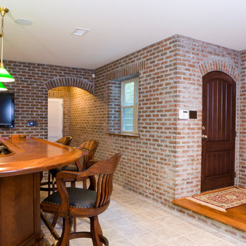 Finished Brick Basement Bar Room/Game Room