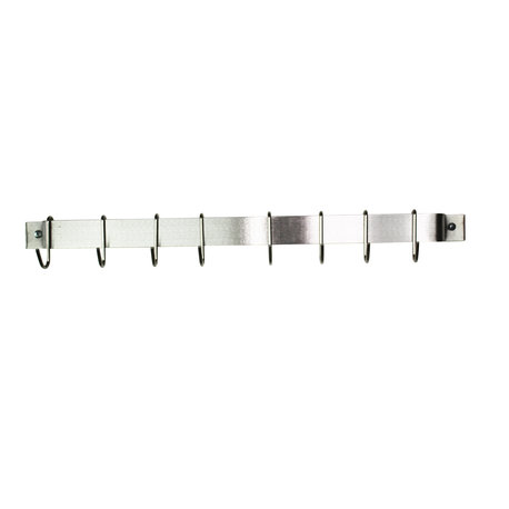 Handcrafted 30" Easy Mount Wall Rack w 6 Hooks, Stainless Steel
