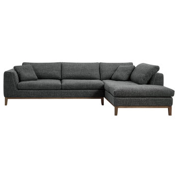Divani Casa Hickman Modern Dark Gray Fabric Sectional Sofa