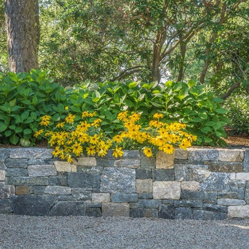 Gravel Driveway and Granite Retaining Wall Landscape, Cape Cod