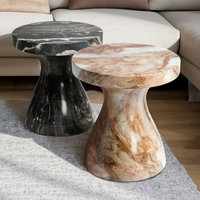 Studio London Monia Stylish Indoor Outdoor Faux Marble End Table for Living Room, Onyx Brown