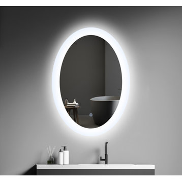 20×28Inch Oval Backlit Anti-fog Dimmable LED Bathroom Mirror